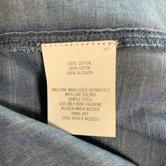 O'Neill Chambray Blouse Top Blue Denim Peasant Boho Oversized Fit Women's XS - Picture 7 of 7